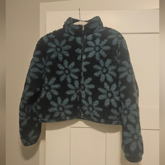 Hollister Jackets & Blazers - Hollister Blue Floral Fleece Jacket